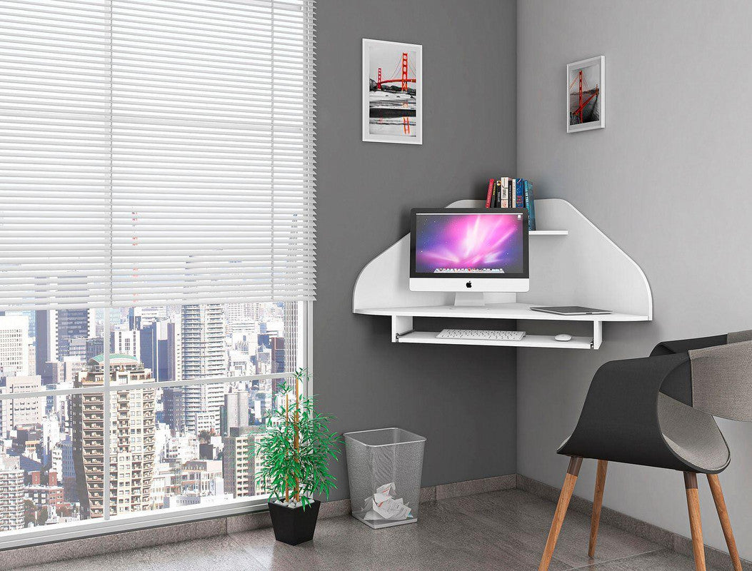 Gatutca Floating Cubicle Section Desk with Keyboard Shelf Set of 2 - White