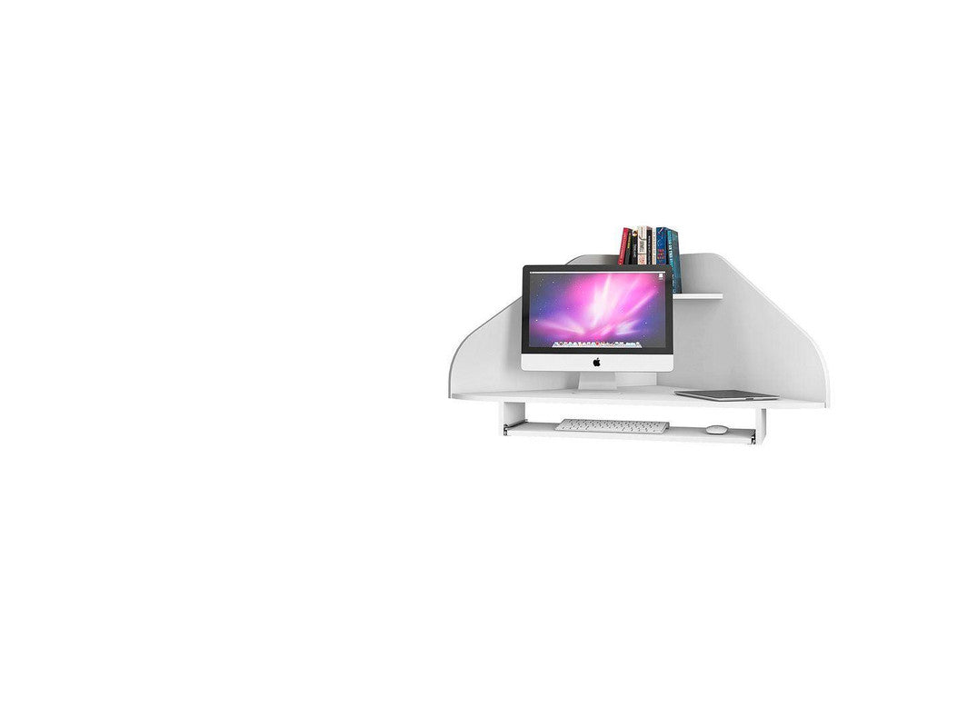 Gatutca Floating Cubicle Section Desk with Keyboard Shelf Set of 2 - White