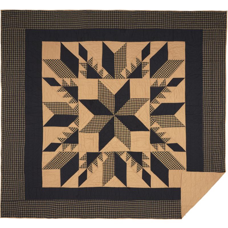 Hyrum Luxury King Quilt - Black/Khaki