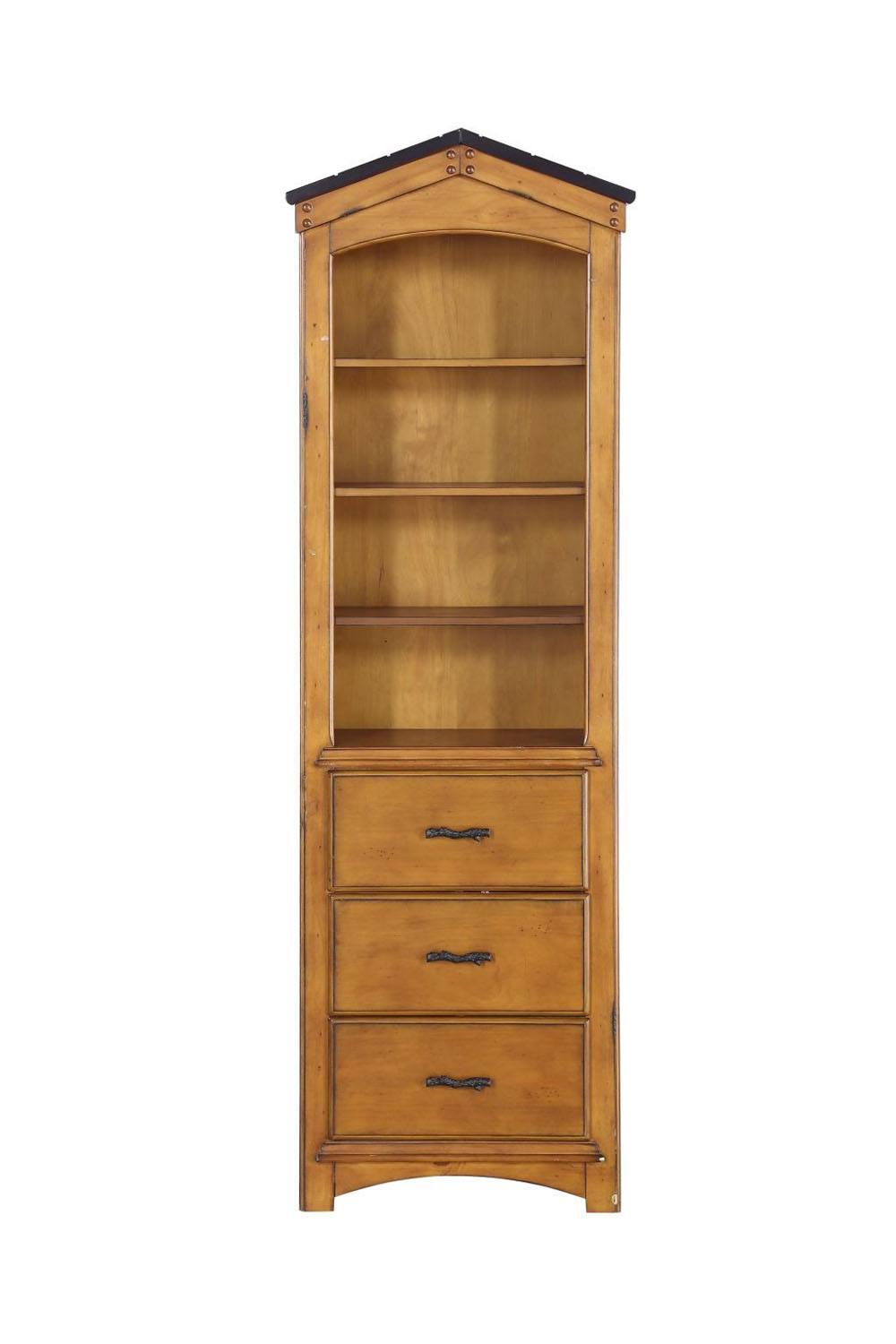 Djalu Twin Tree House Loft Bed with Bookcase - Rustic Oak