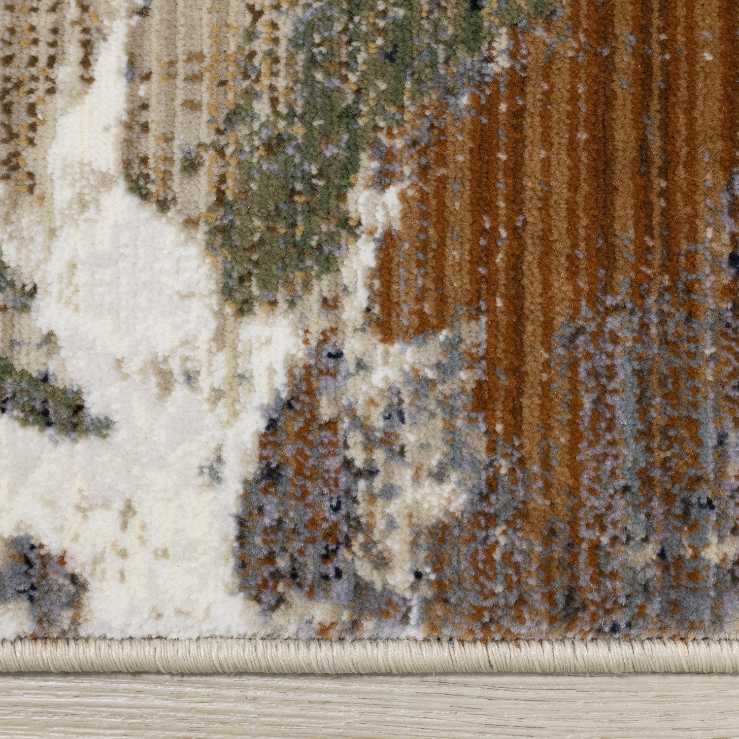 Sterling Contemporary Floral Area Rug - Cream Green Rust - 5' X 8'