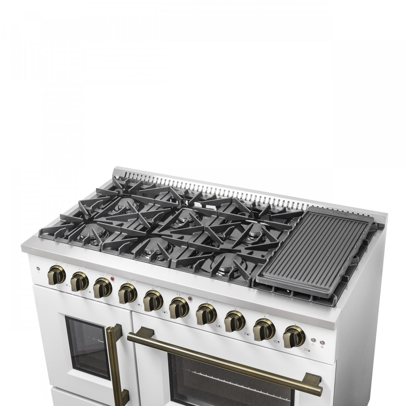 Forno Galiano 48" White Freestanding French Door Double Oven Gas Range (6.58 Cu. Ft.) - FFSGS6444-48WHT