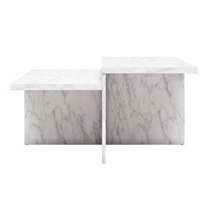 Brielle Two-Tiered Coffee Table - Faux White Marble