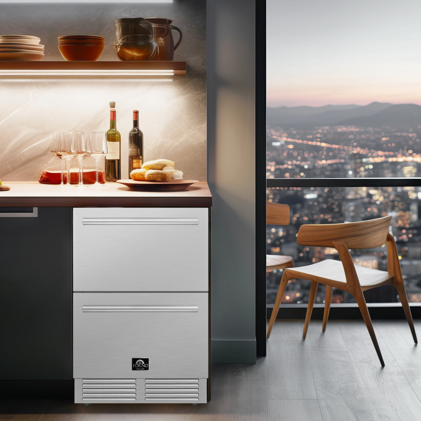 Forno Como Stainless Steel 24" Undercounter Indoor/Outdoor Drawer Refrigerator (4.87 Cu. Ft.) - FDROD1611-24S