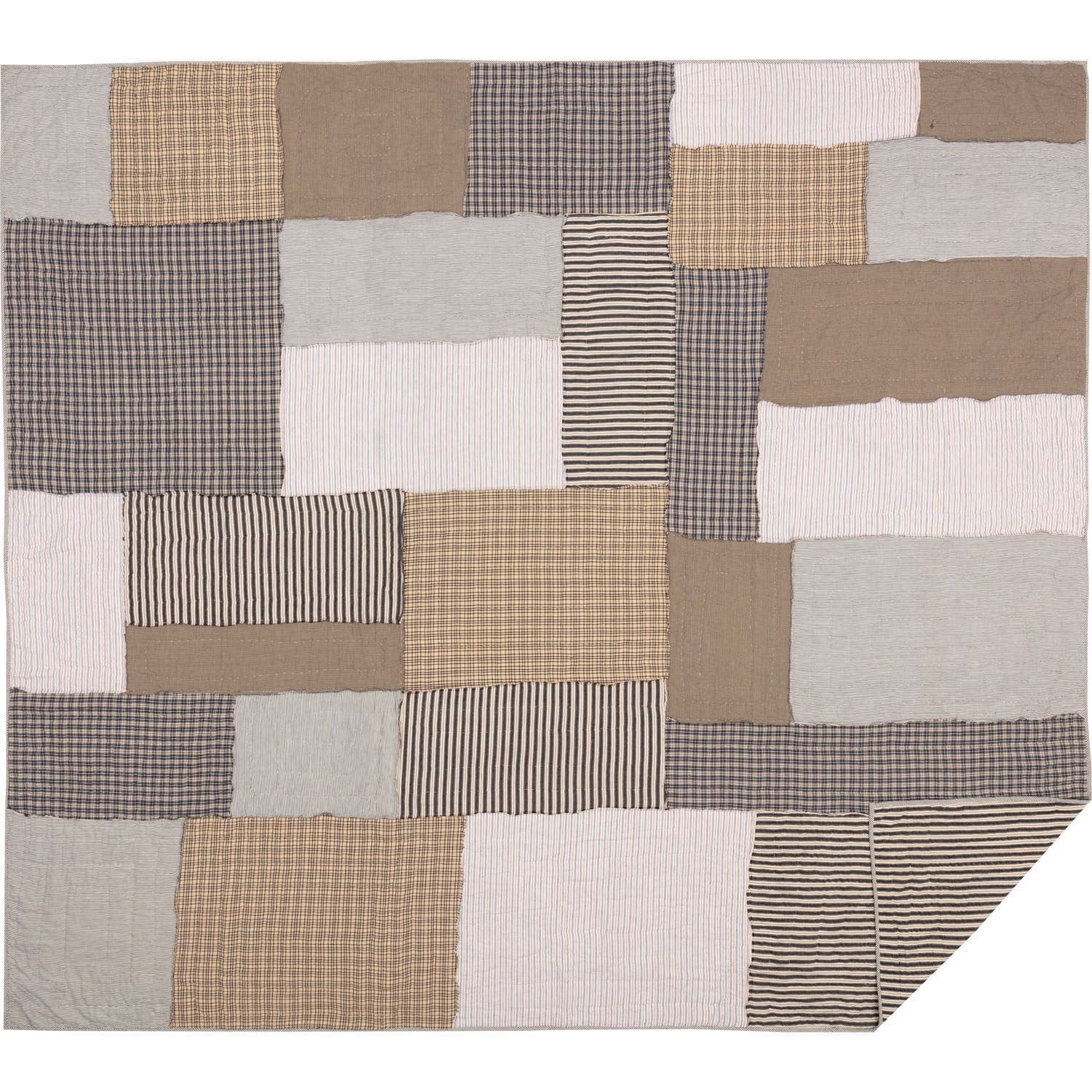 Lapwai King Quilt - Warm Grey/Washed Blue