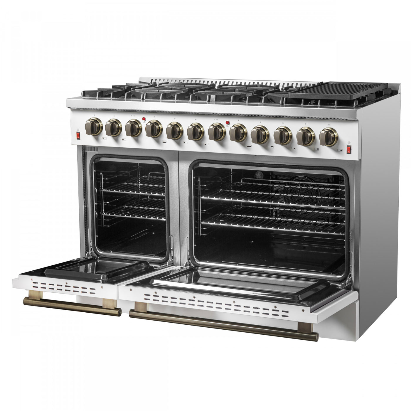 Forno Galiano 48" White Freestanding Dual Fuel Double Oven Range (6.58 Cu. Ft.) - FFSGS6156-48WHT