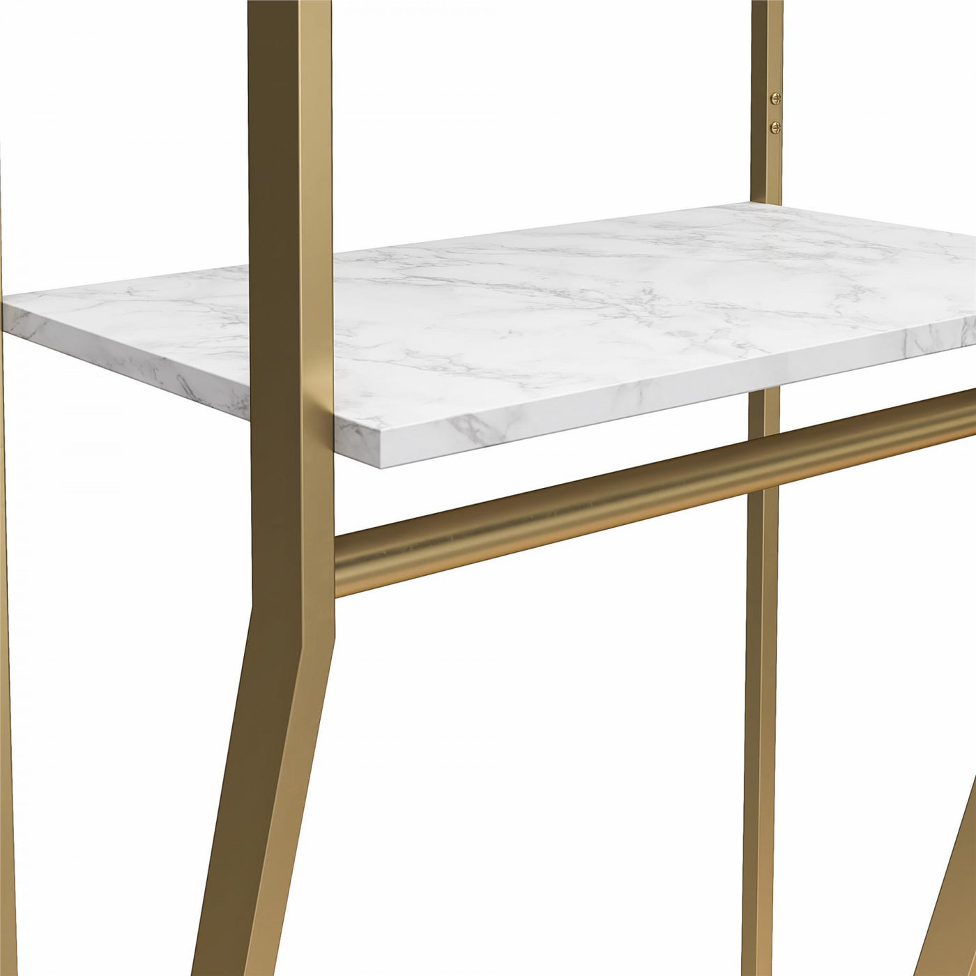 Gwyneth Closet with Hanging Rods - White Faux Marble/Golden Bronze