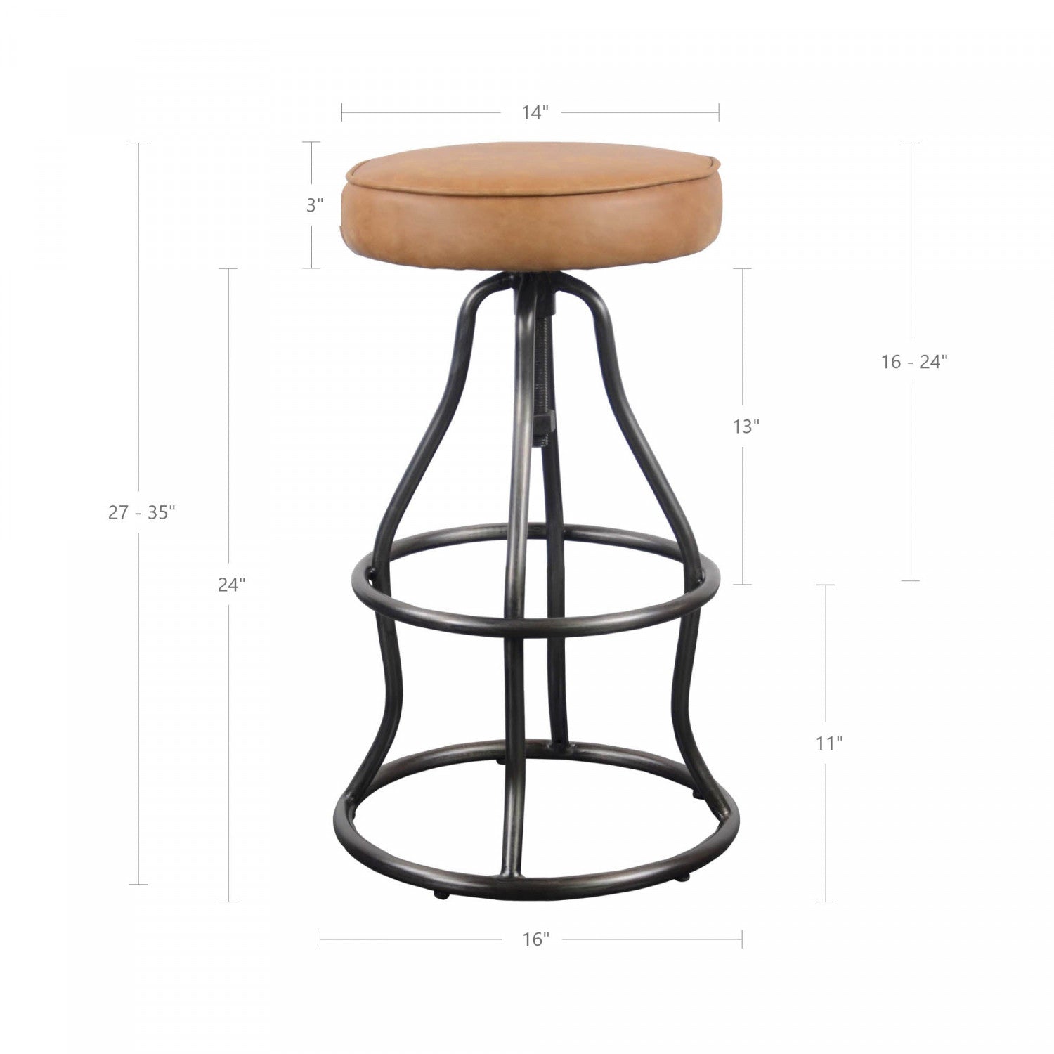 Maloe Leather Bar Stool - Cognac