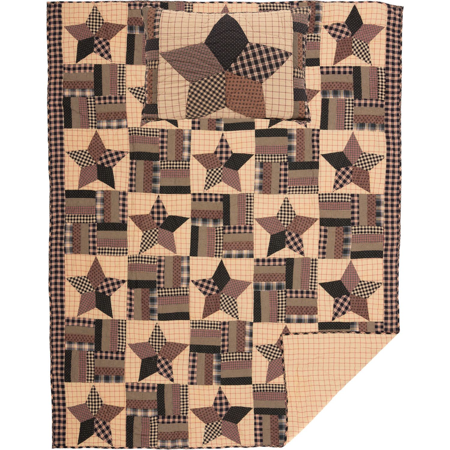 Malta Twin Quilt Set - Khaki/Barn Red