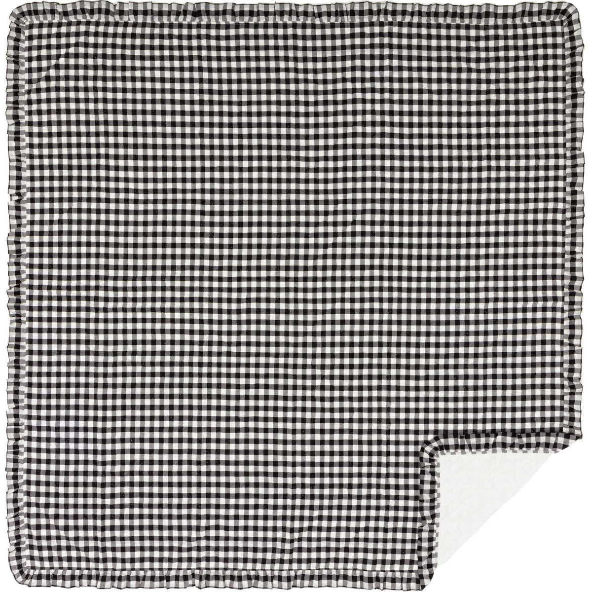 Kuna Queen Ruffled Quilt - Black/White