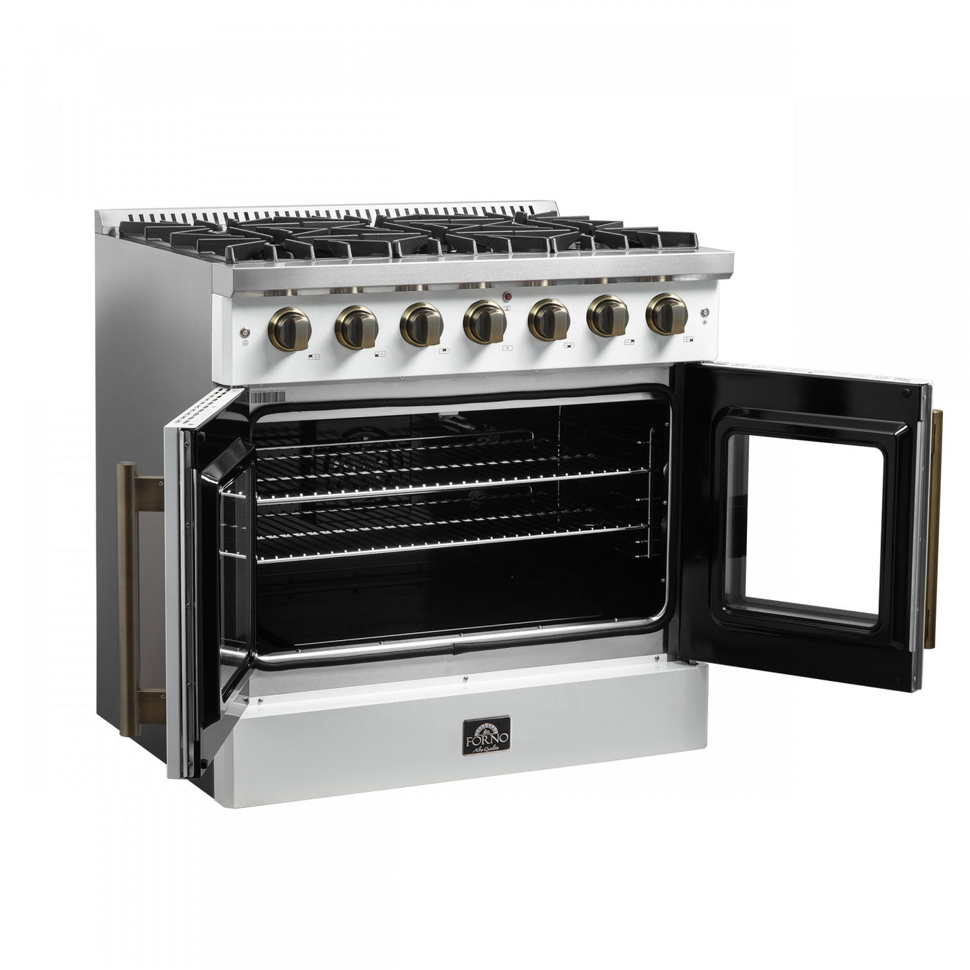 Forno Galiano 36" White French Door Freestanding Gas Range (5.36 Cu. Ft.) - FFSGS6444-36WHT
