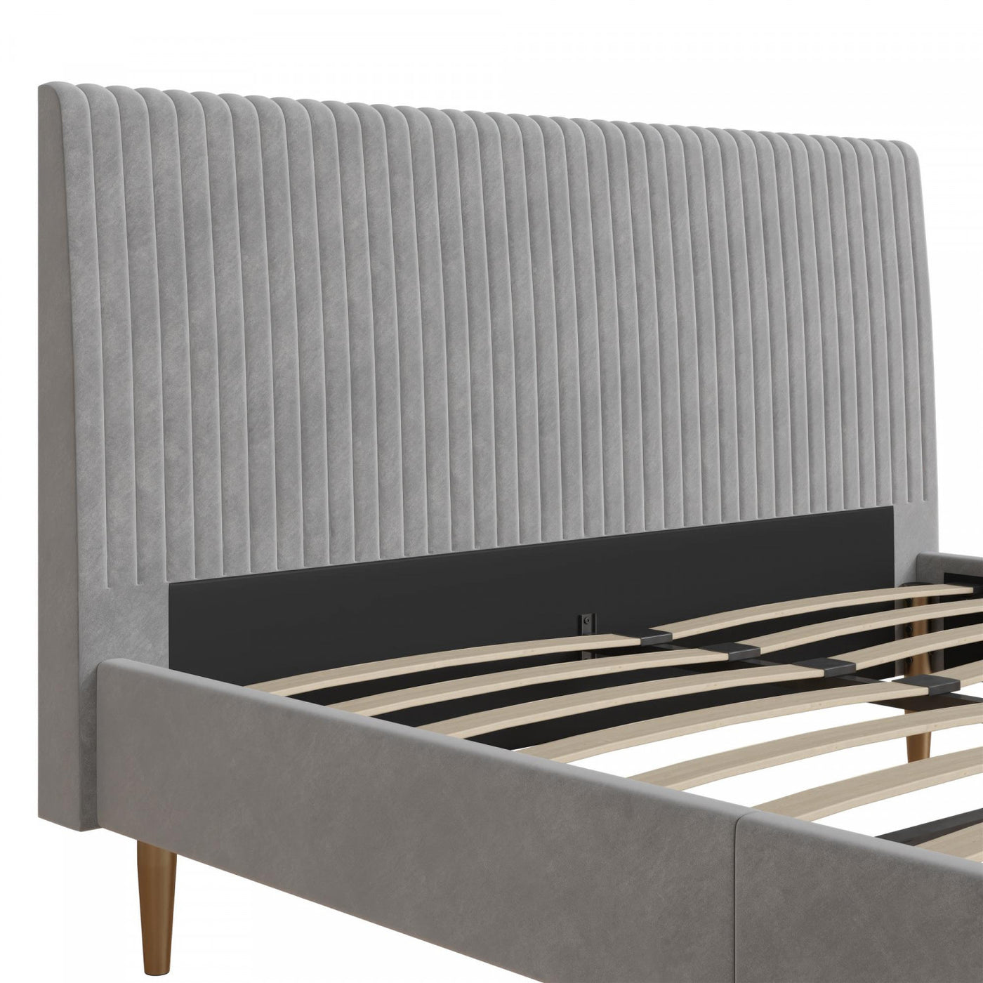 Daphne Upholstered Queen Bed - Light Gray Velvet