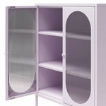 Luna Short 2-Door Metal Accent Cabinet with Fluted Glass - Lilac