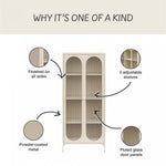 Luna Tall 2-Door Accent Cabinet with Fluted Glass - Parchment