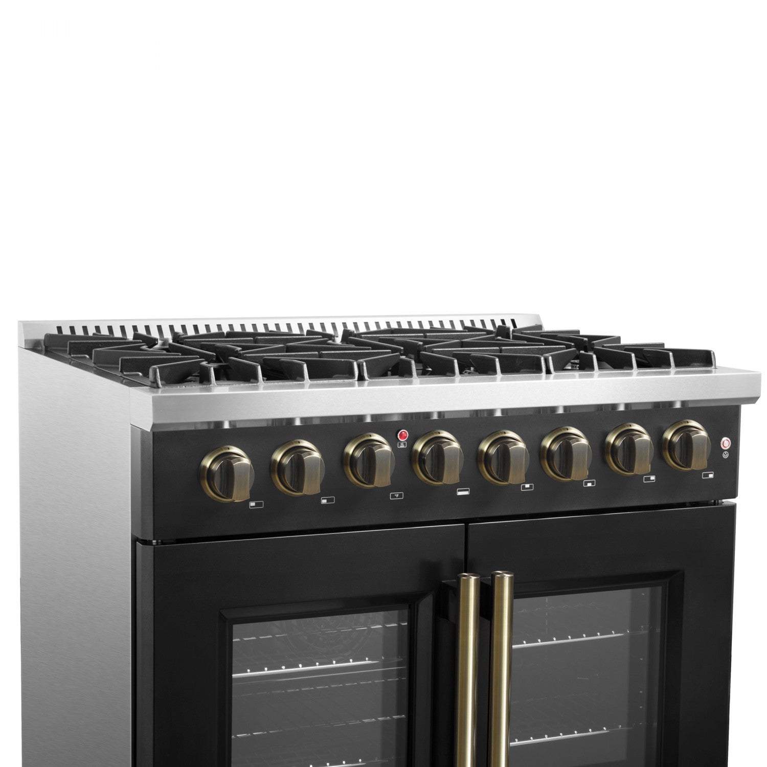 Forno Galiano 36" Black French Door Dual Fuel Range with True Convection (5.36 Cu. Ft.) - FFSGS6356-36BLK