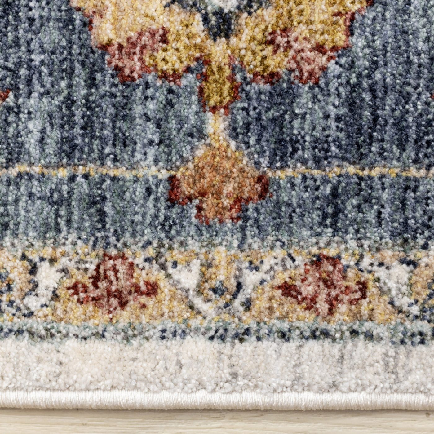 Macie Traditional Border Area Rug - Cream Blue - 8' X 11'