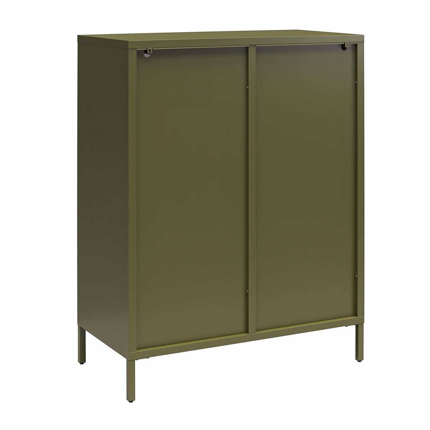 Luna Short 2-Door Metal Accent Cabinet with Fluted Glass - Olive Green
