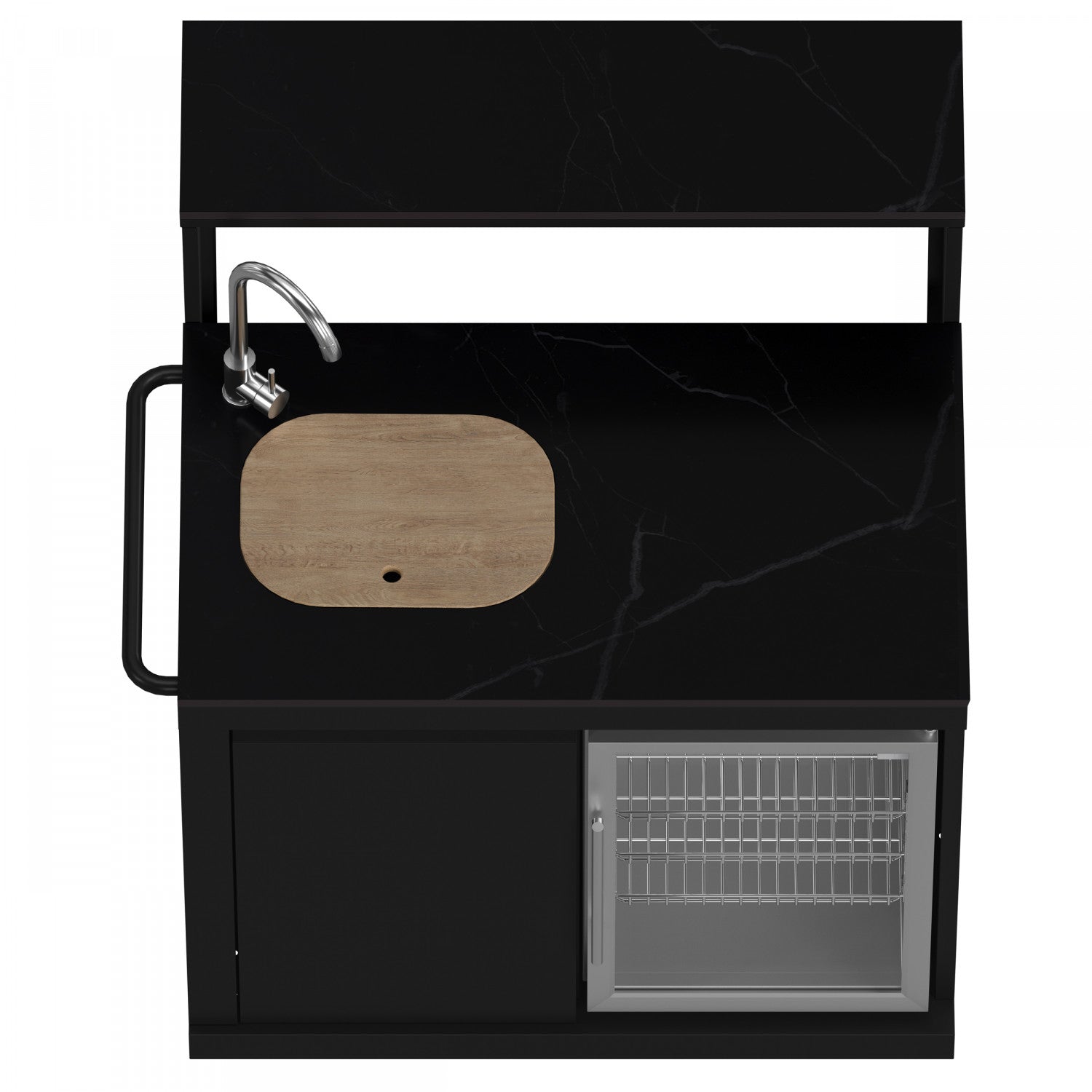 Forno All'Aperto Black Countertop Outdoor Kitchen with 86,600 BTU BBQ, 24" Plancha and 18" Pizza Oven - FODKT2568BLK