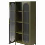 Luna Tall 2-Door Accent Cabinet with Fluted Glass - Olive Green