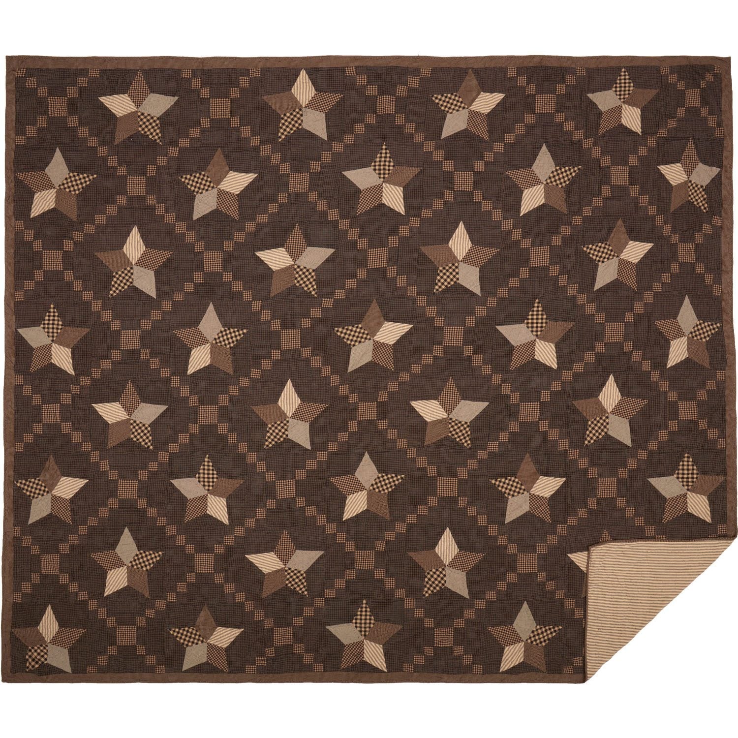 Millard Luxury King Quilt - Charcoal/Dark Tan