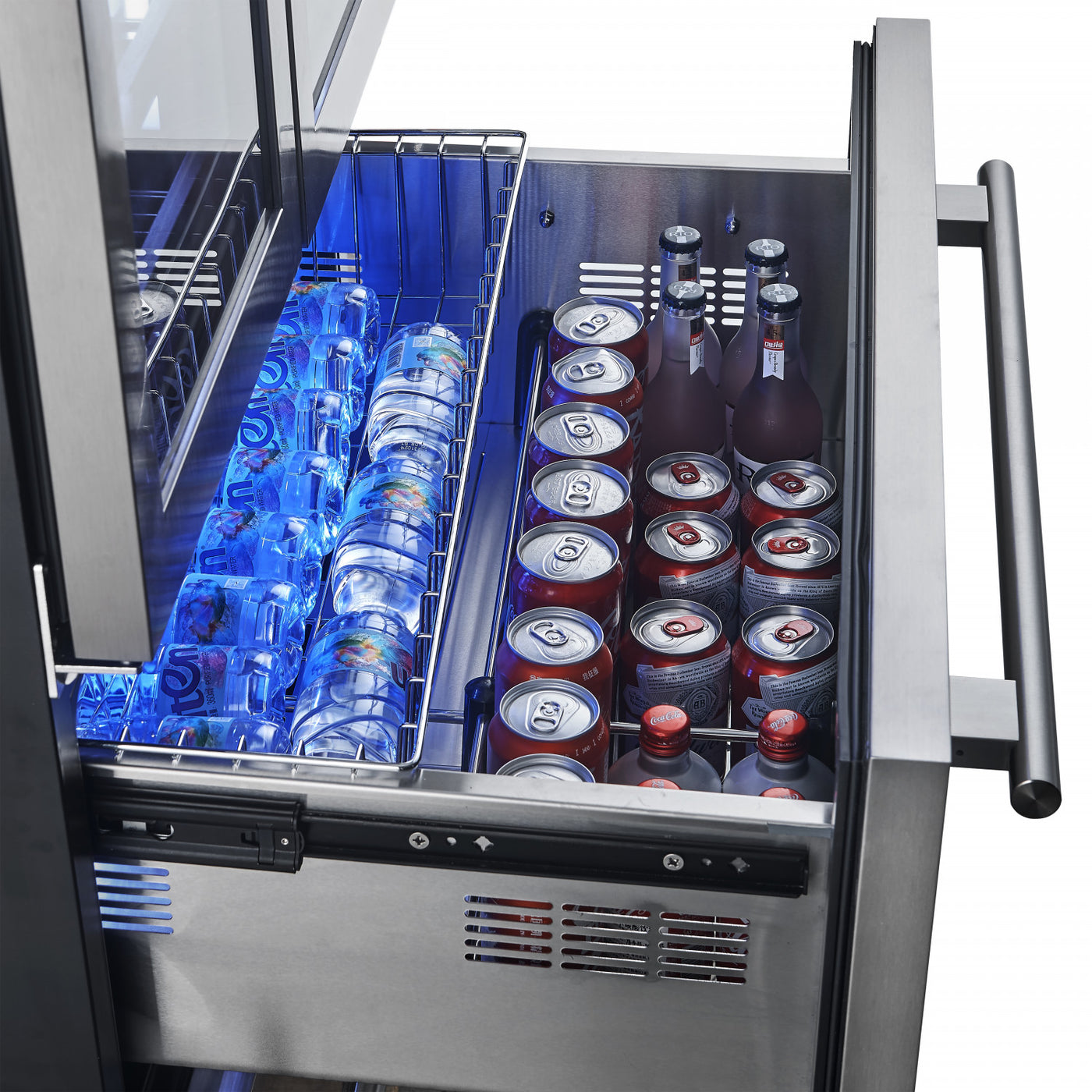 Forno Campania 32" Stainless Steel 120 Bottle Dual Wine Cooler with Two Beverage Drawers (17.7 Cu. Ft.) - FWCDR6635-32S