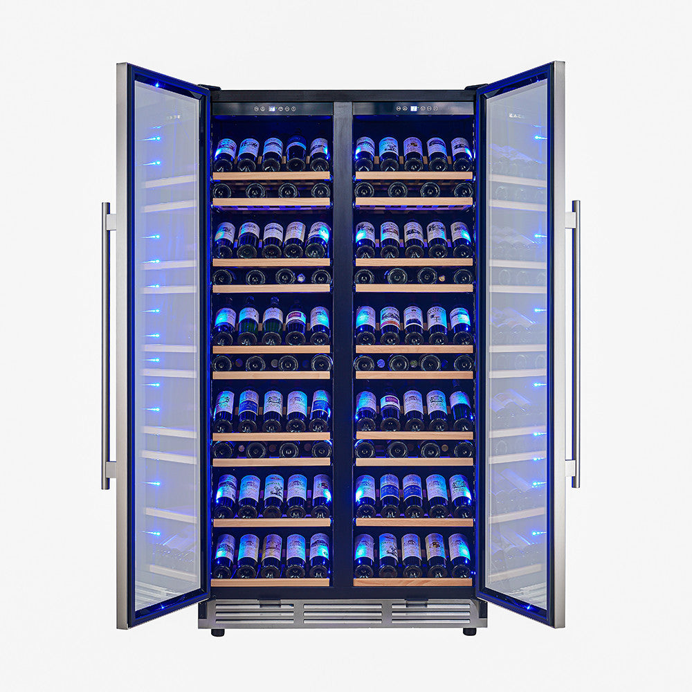 Forno Vernazza 40" Stainless Steel 166 Bottle Dual Zone Wine Cellar (25 Cu. Ft.) - FWCDR6642-40S