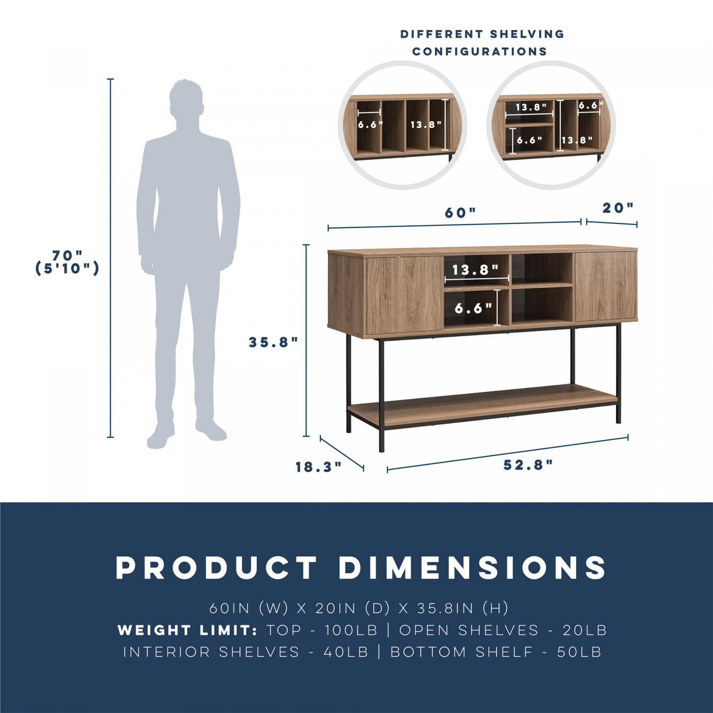 Cooper Media Credenza/DJ Stand - Walnut