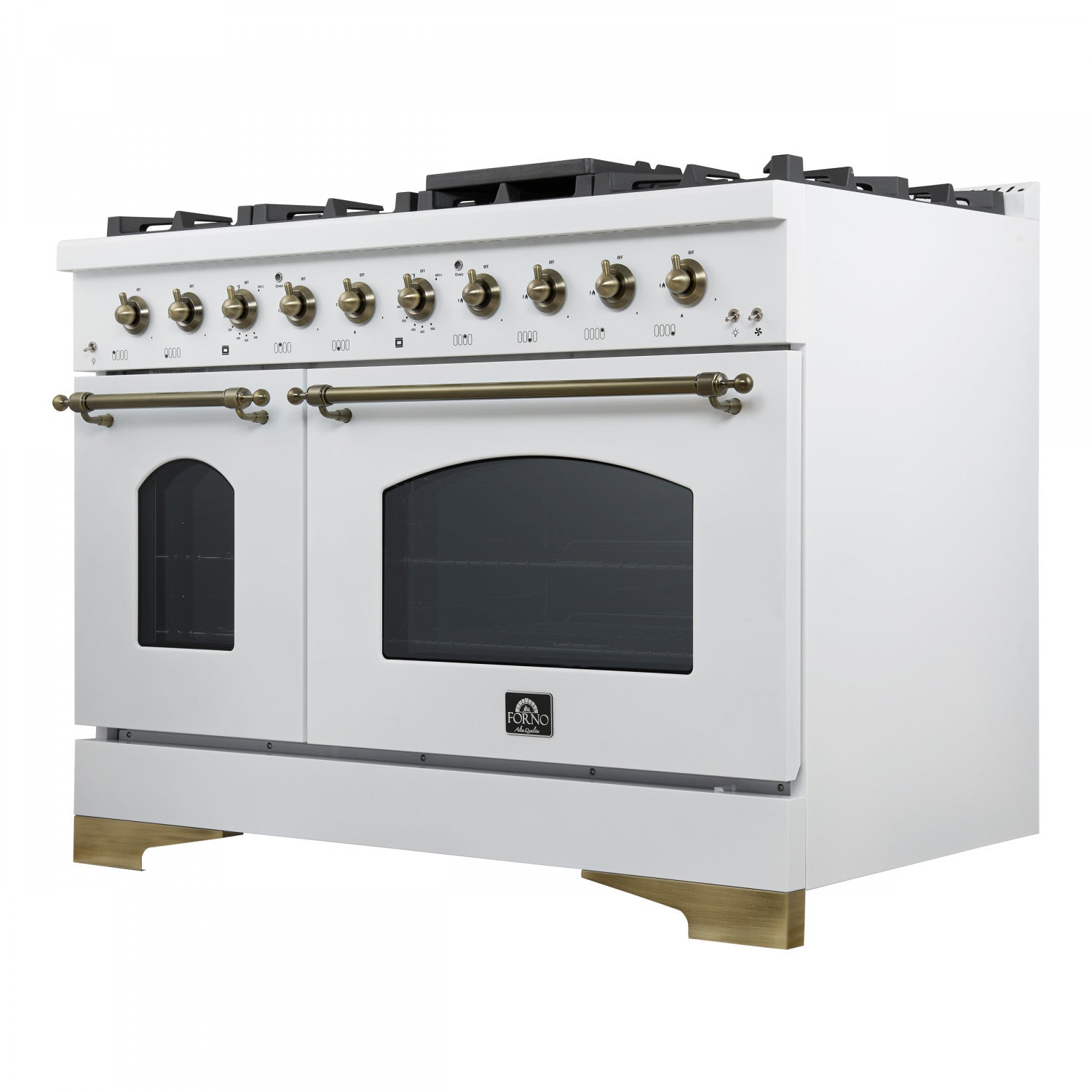 Forno Antico 48" White Freestanding Dual Fuel Double Oven Range (5.5 Cu. Ft.) - FFSGS6113-48WHT