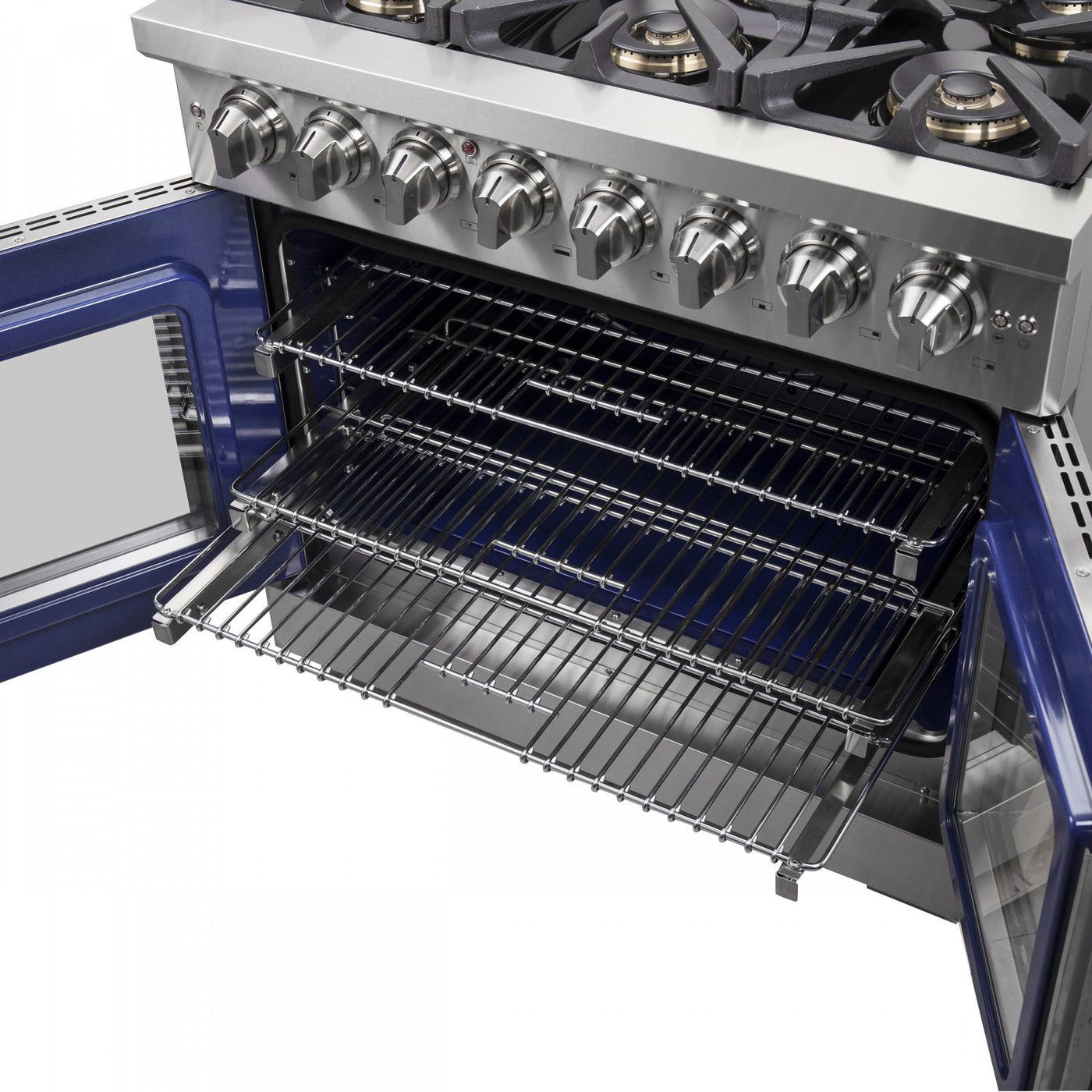 Forno Capriasca 36" Stainless Steel French Door Dual Fuel Range With True Convection (5.36 Cu. Ft.) - FFSGS6387-36