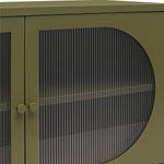 Luna Wide 2-Door Accent Cabinet with Fluted Glass - Olive Green