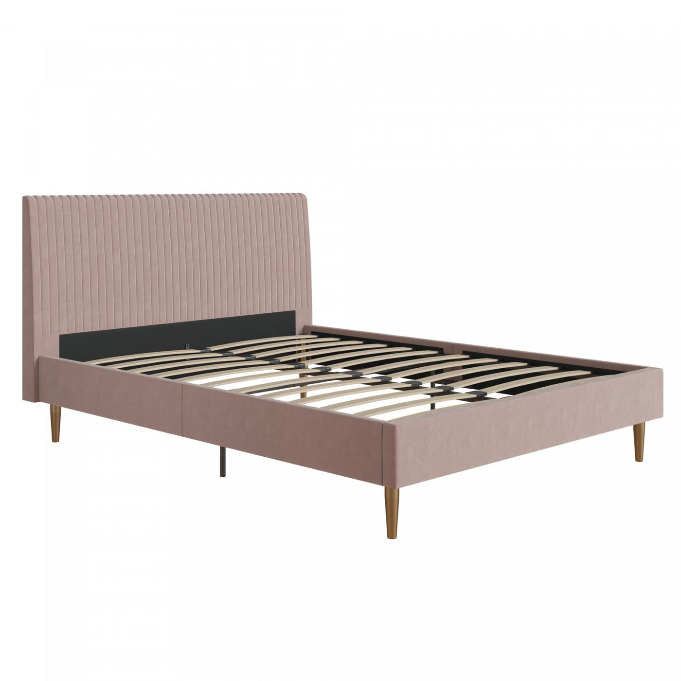 Daphne Upholstered Queen Bed - Blush Velvet