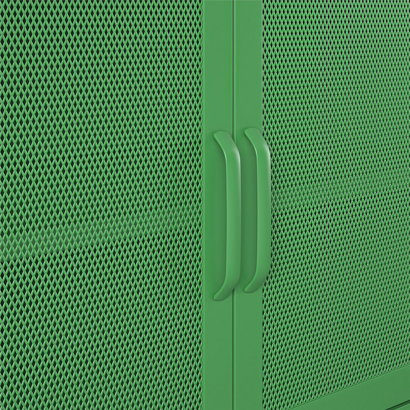 Channing Wide 2 Door Storage Cabinet with Mesh Metal - Kelly Green