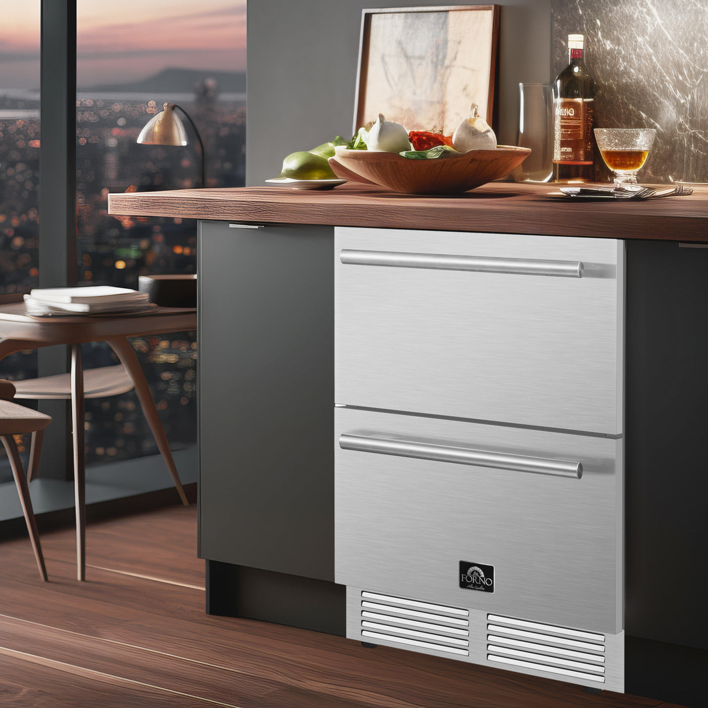 Forno Como Stainless Steel 24" Undercounter Indoor/Outdoor Drawer Refrigerator (4.87 Cu. Ft.) - FDROD1611-24S