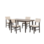 Arabella 5-Piece Dining Set with Upholstered Back - Black, Brown