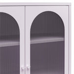 Luna Short 2-Door Metal Accent Cabinet with Fluted Glass - Lilac