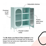 Luna Short 2-Door Metal Accent Cabinet with Fluted Glass - Parchment