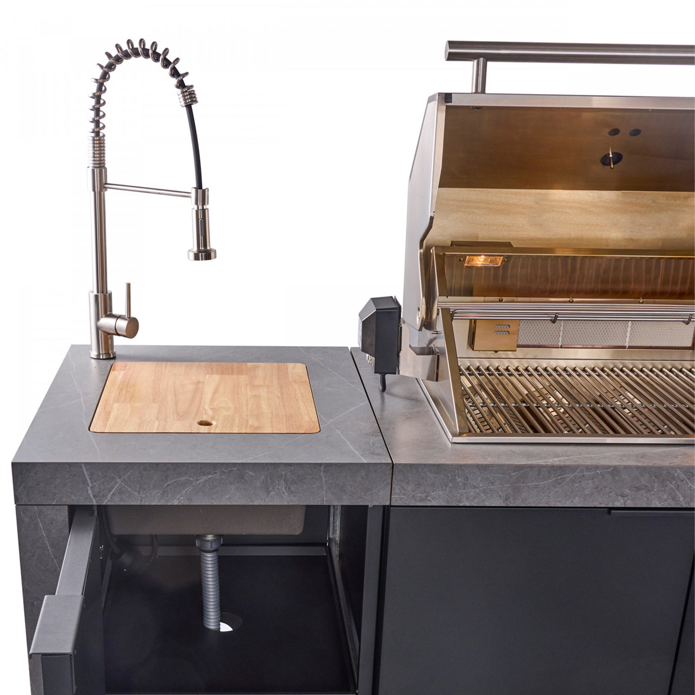 Forno Rimini Gray Countertop Outdoor Kitchen with 30" 62,600 BTU BBQ and Beverage Centre - FODKT2544BLK