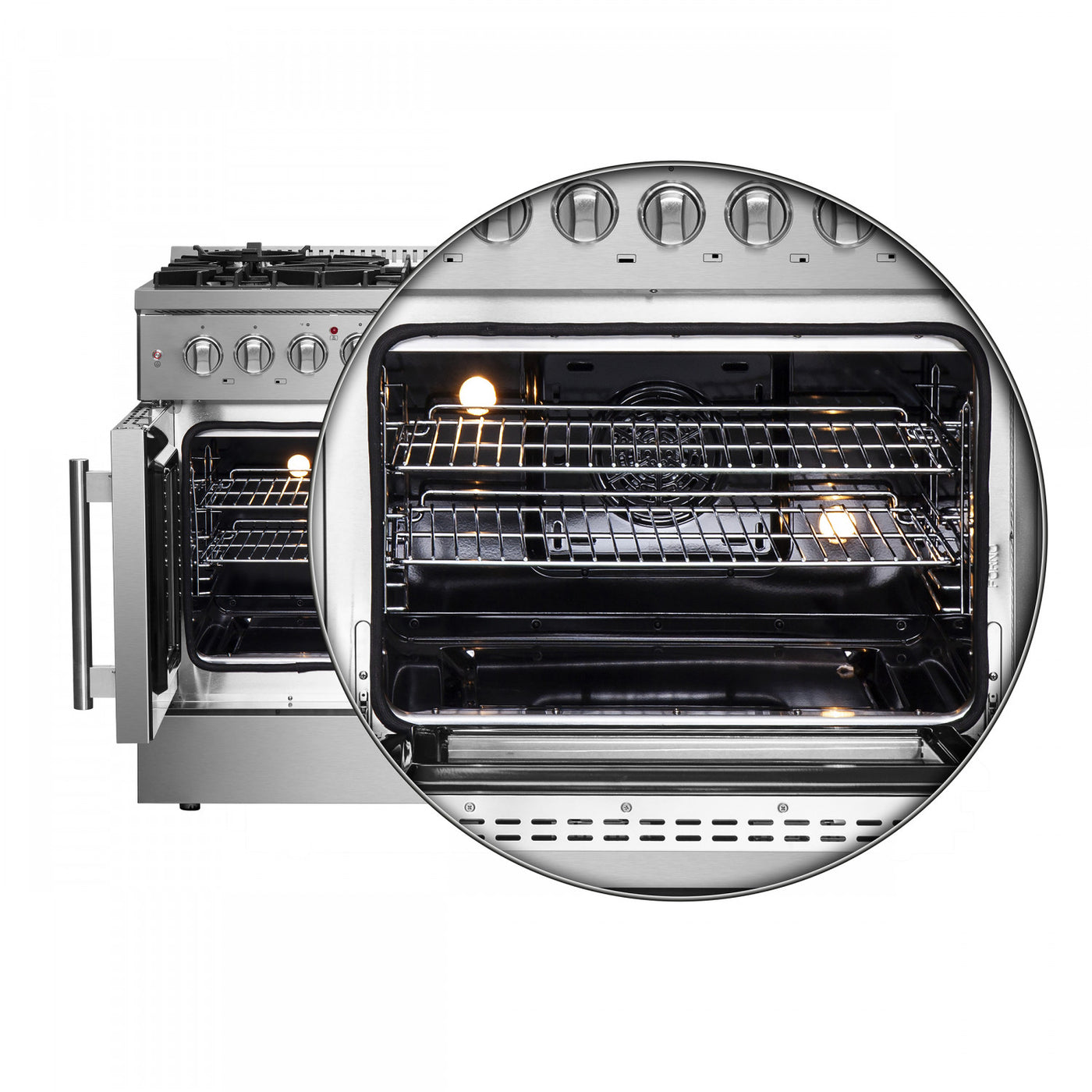 Forno Galiano 48" Stainless Steel French Door Freestanding Dual Fuel Double Oven Range (6.58 Cu. Ft.) - FFSGS6356-48