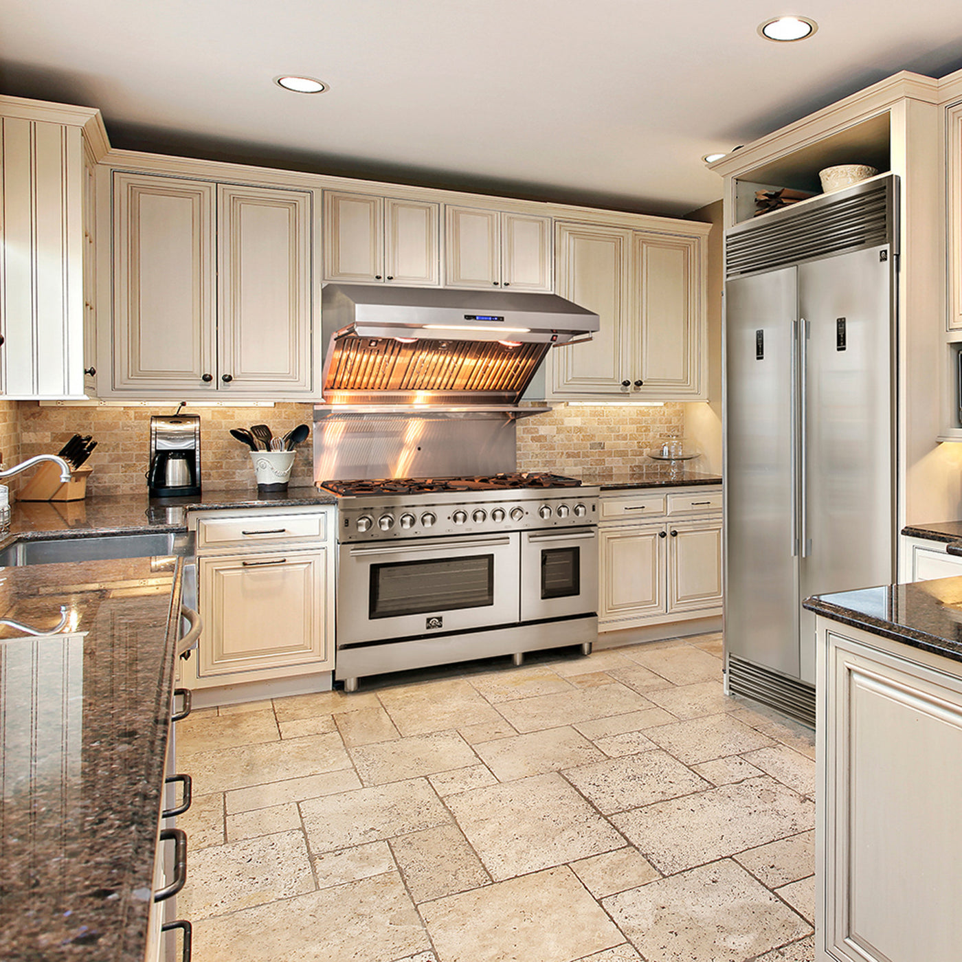 Forno Massimo 48" Stainless Steel Freestanding Dual Fuel Double Oven Range With Air Fry (6.58 Cu. Ft.) - FFSGS6125-48