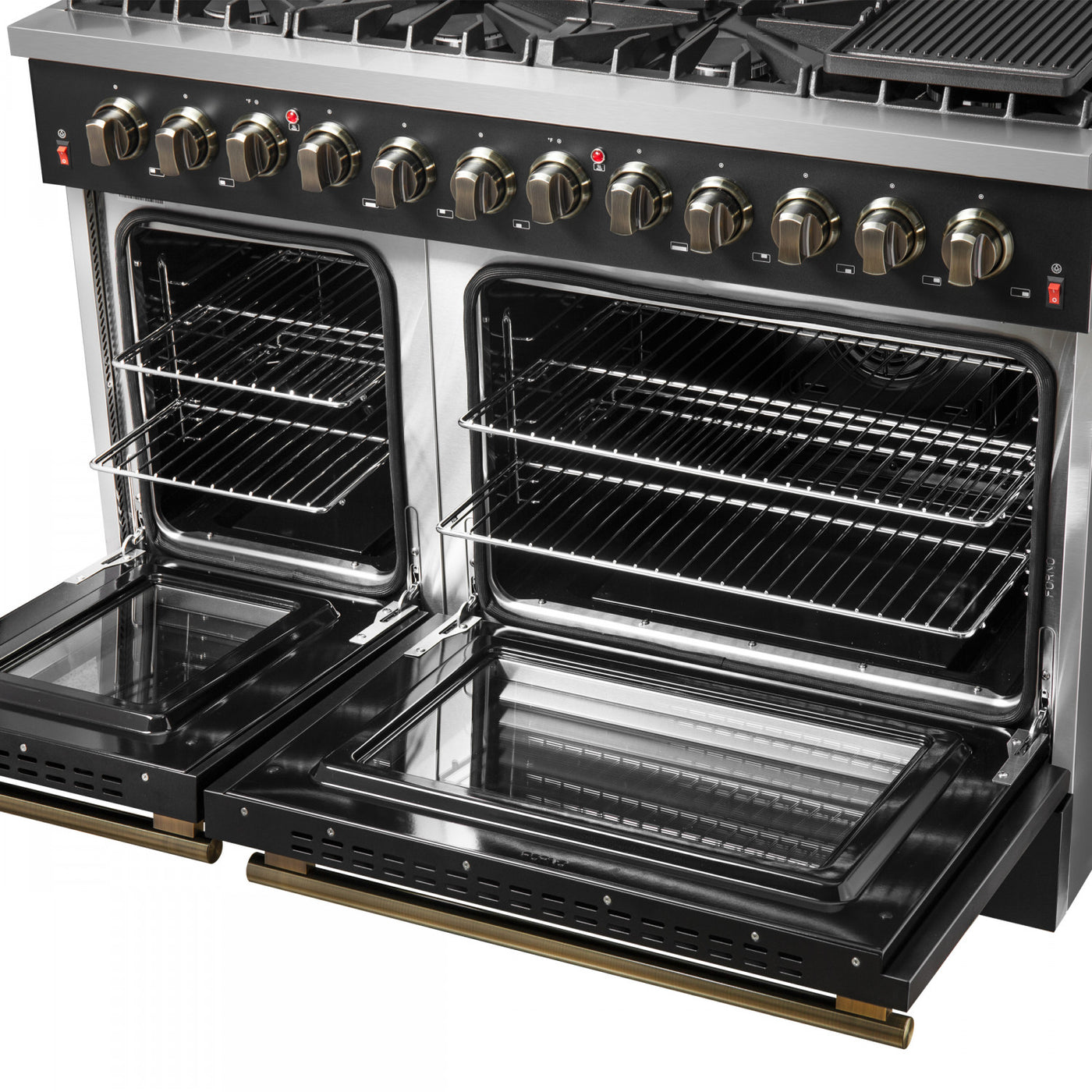 Forno Galiano 48" Black Freestanding Dual Fuel Double Oven Range (6.58 Cu. Ft.) - FFSGS6156-48BLK