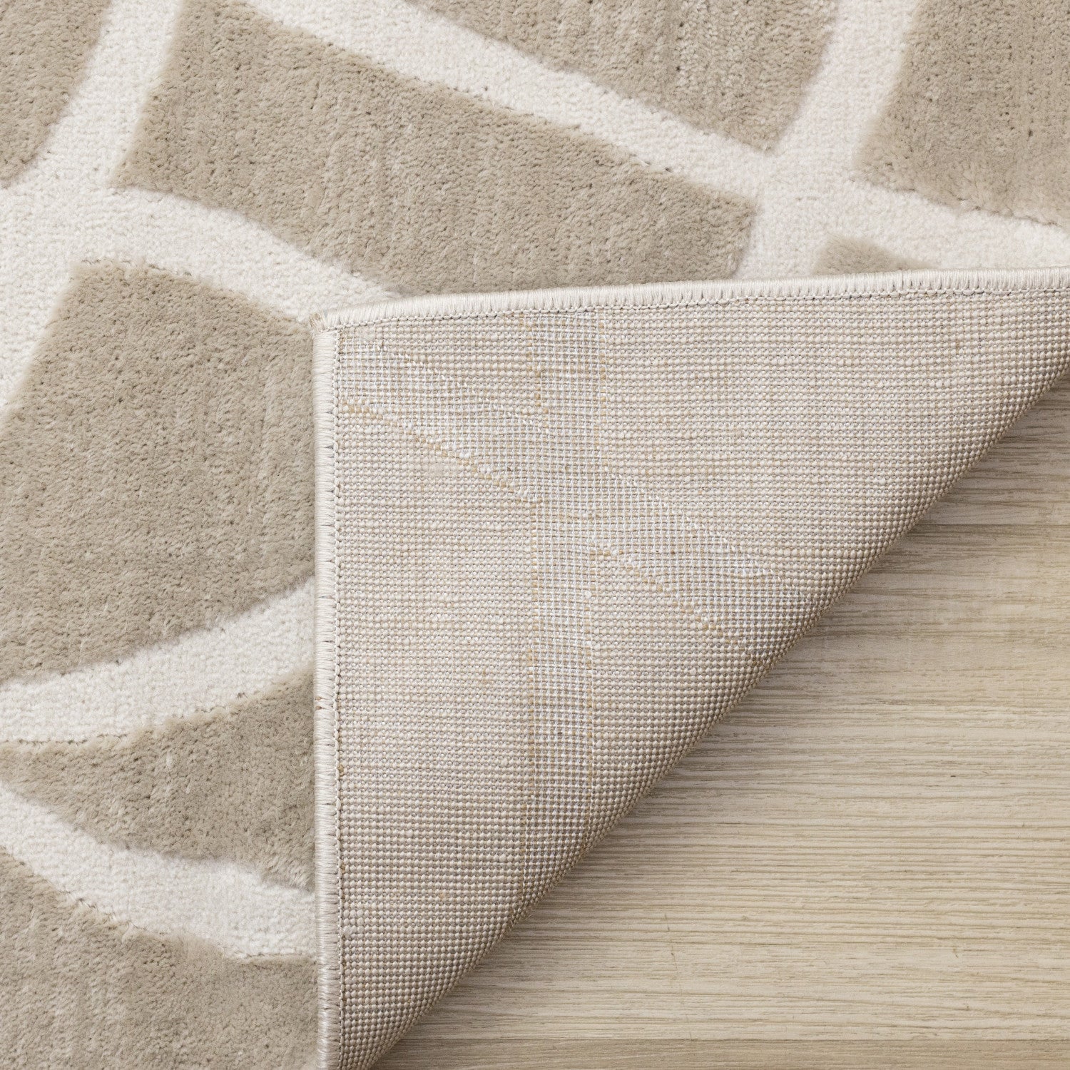 Logan Contemporary Swirls Area Rug - Beige Cream - 5' X 8'