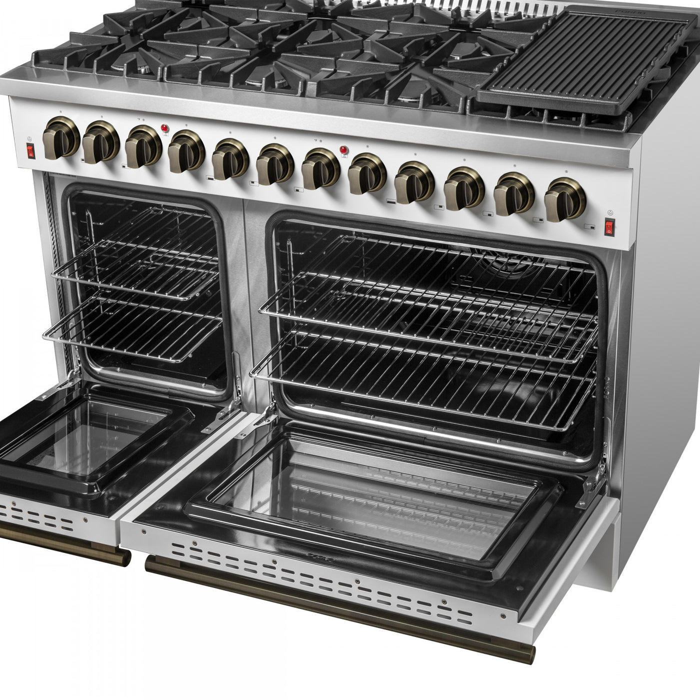 Forno Galiano 48" White Freestanding Dual Fuel Double Oven Range (6.58 Cu. Ft.) - FFSGS6156-48WHT