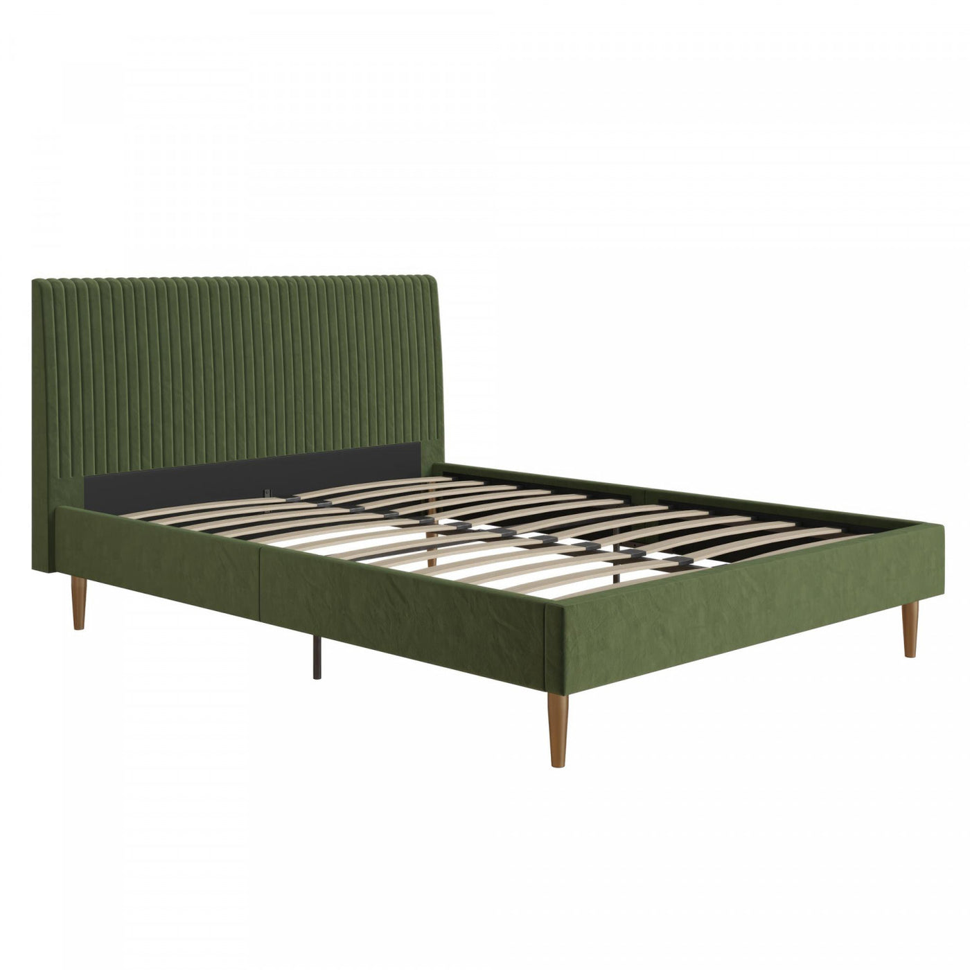Daphne Upholstered Full Bed - Olive Green Velvet