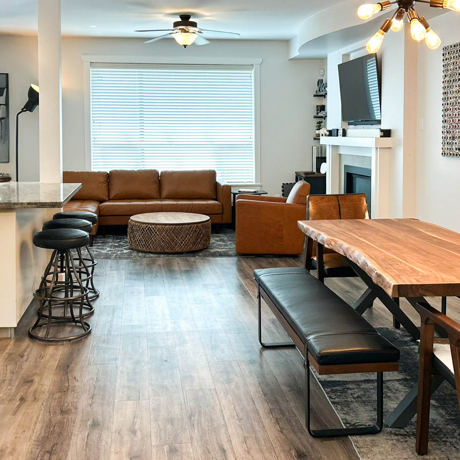 Maloe Leather Bar Stool - Black