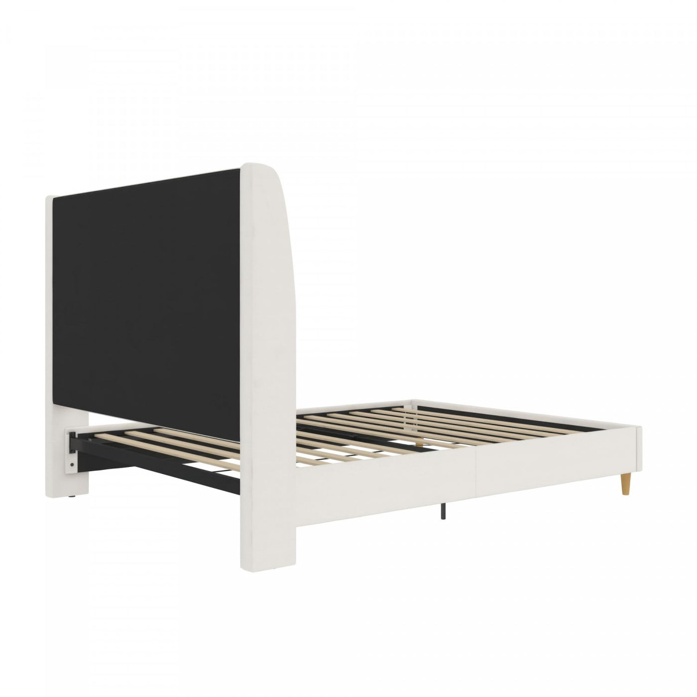 Tess Upholstered Wingback Queen Bed - Ivory Linen