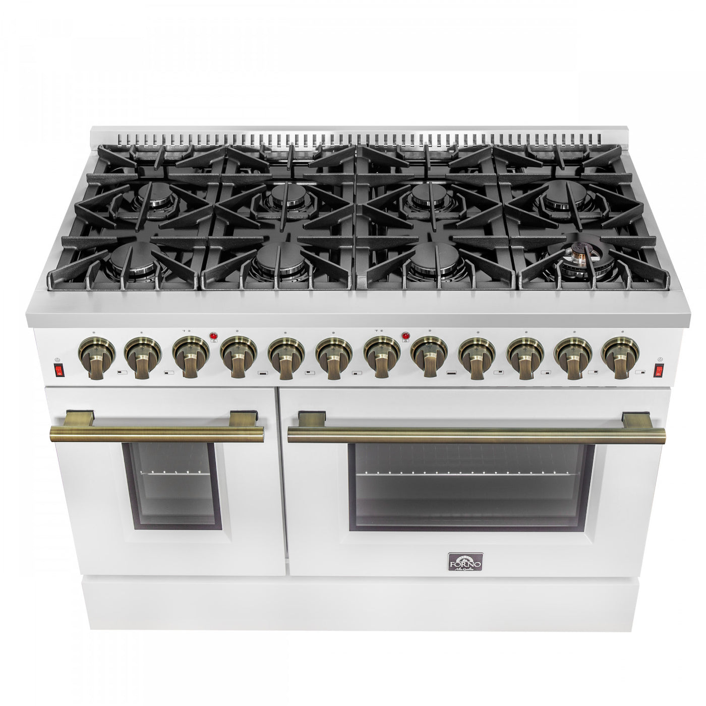 Forno Galiano 48" White Freestanding Dual Fuel Double Oven Range (6.58 Cu. Ft.) - FFSGS6156-48WHT