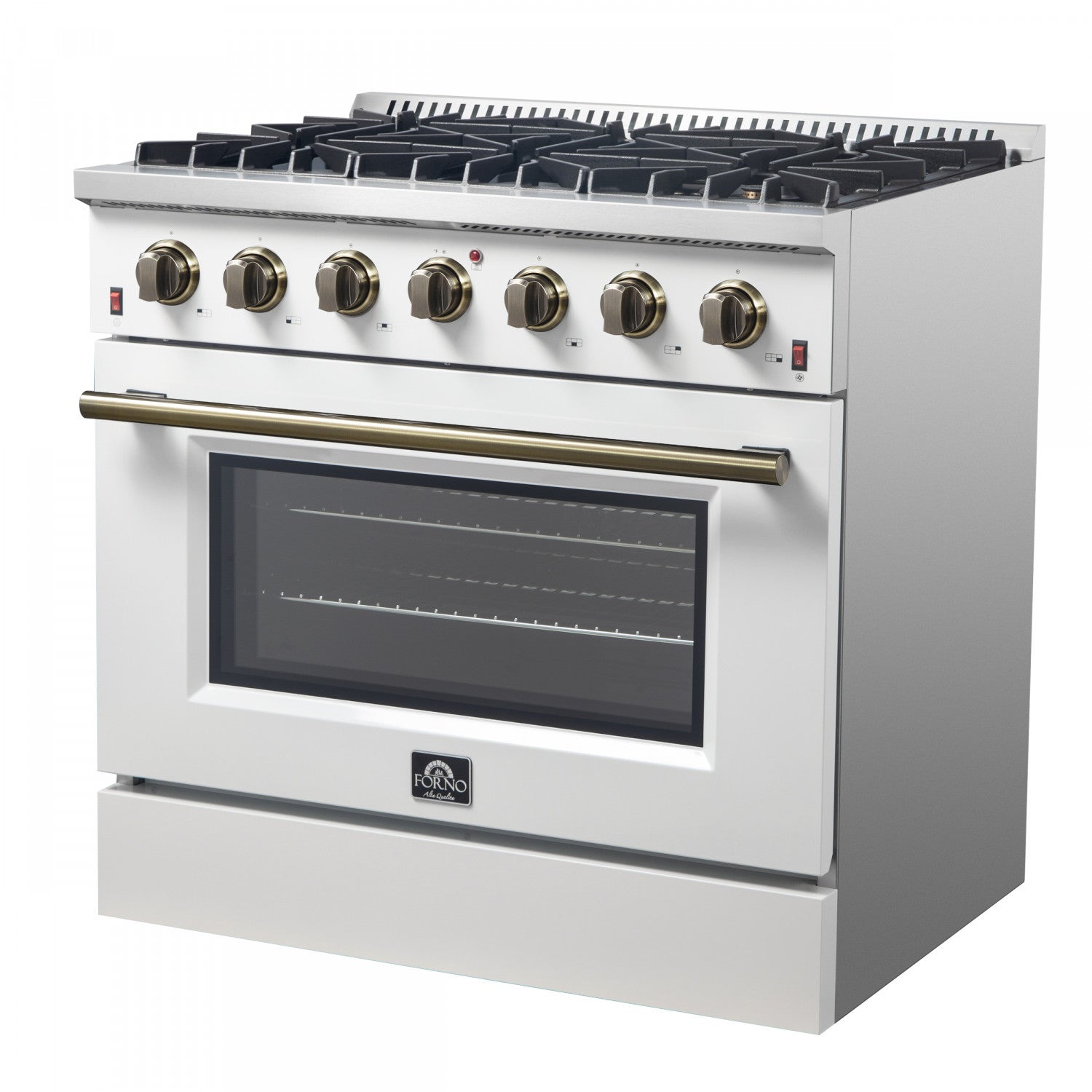 Forno Galiano 36" White French Door Freestanding Gas Range (5.36 Cu. Ft.) - FFSGS6244-36WHT