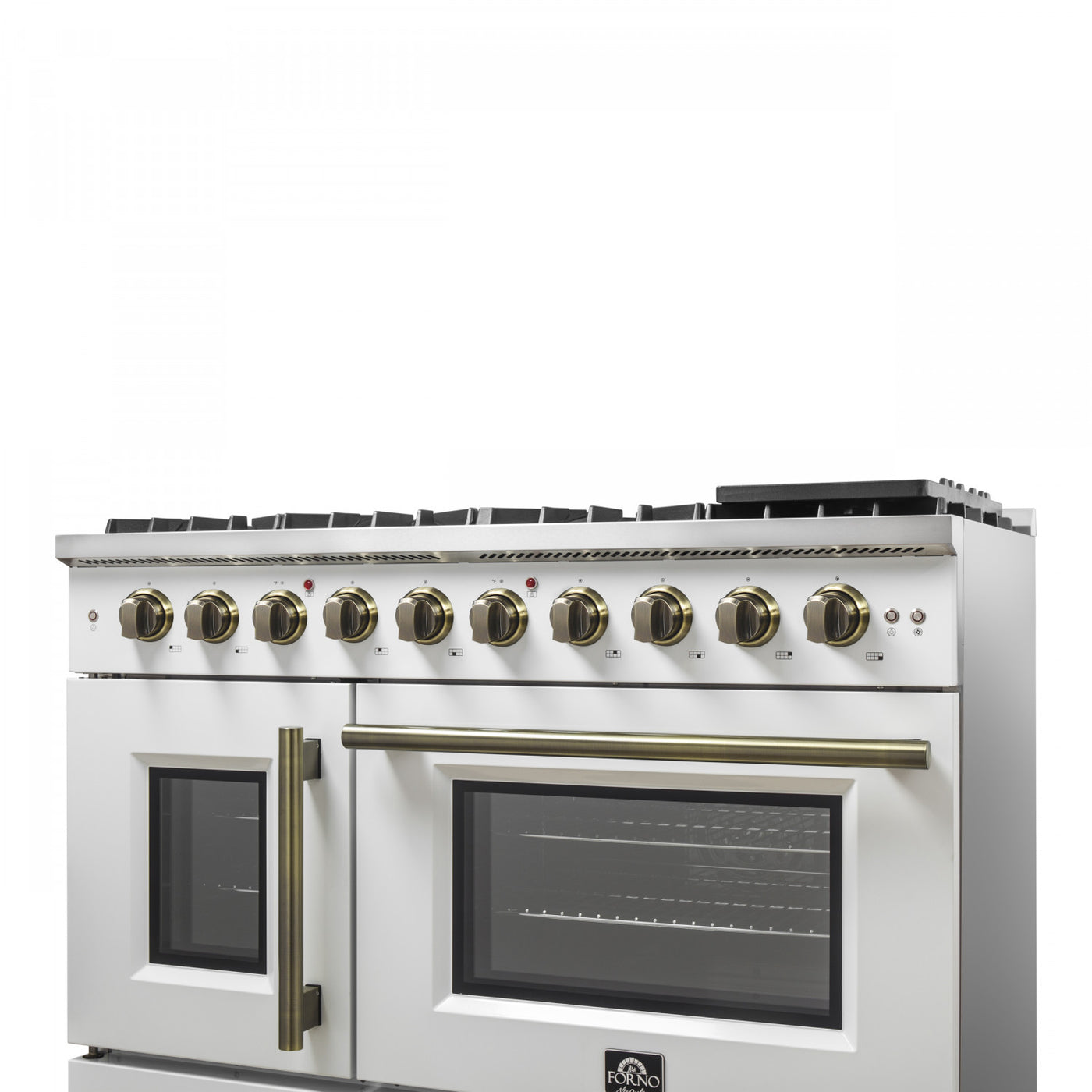 Forno Galiano 48" White Freestanding French Door Double Oven Gas Range (6.58 Cu. Ft.) - FFSGS6444-48WHT