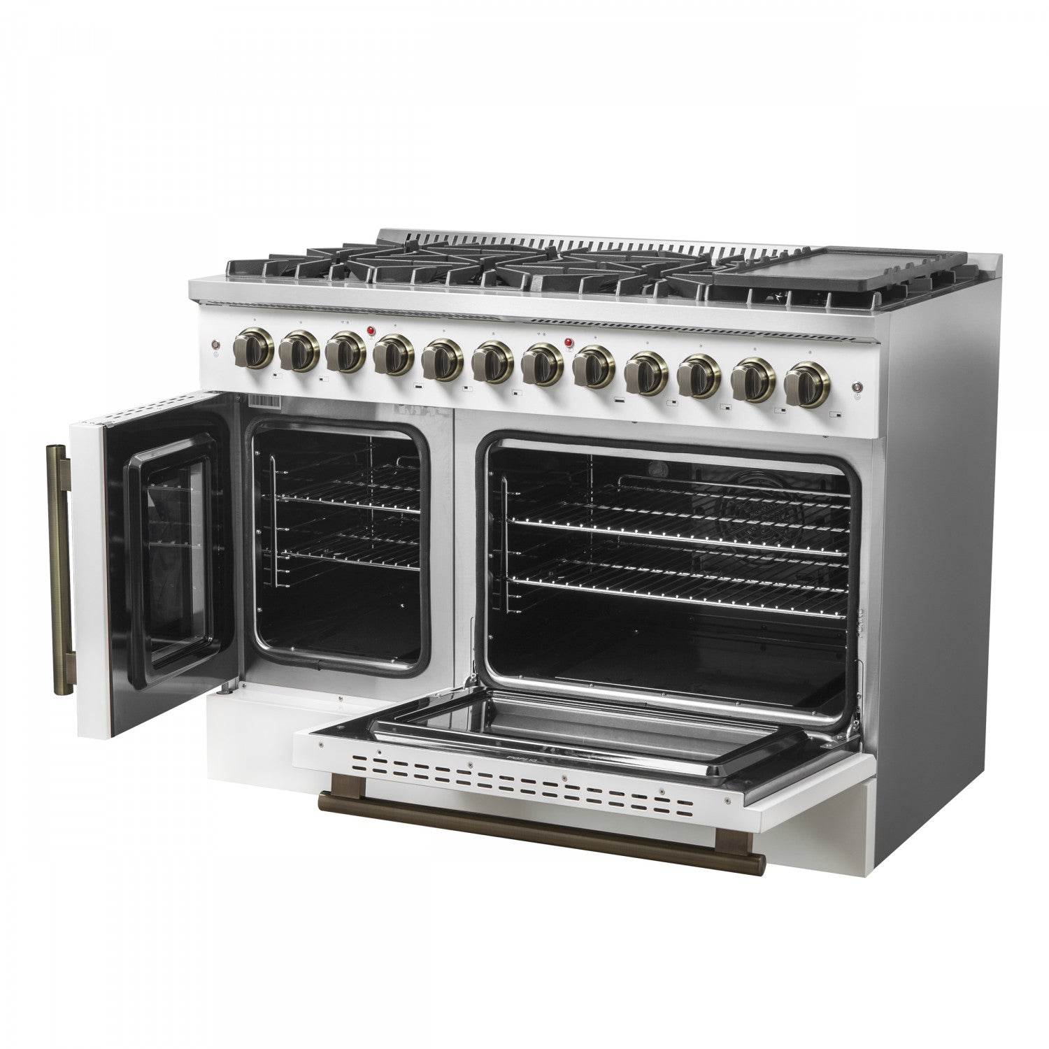 Forno Galiano 48" White Freestanding Dual Fuel Double Oven Range with True Convection (6.58 Cu. Ft.) - FFSGS6356-48WHT
