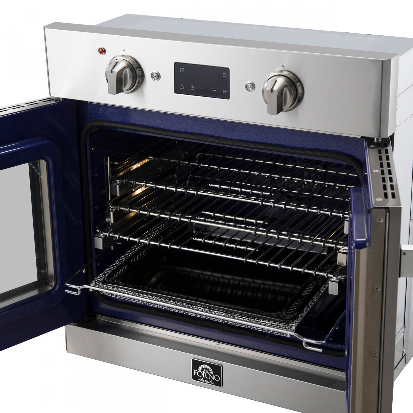 Forno Gallico Stainless Steel 30" French Door Electric Wall Oven with True Convection and Air Fry (3.68 Cu. Ft.) - FBOEL1371-30